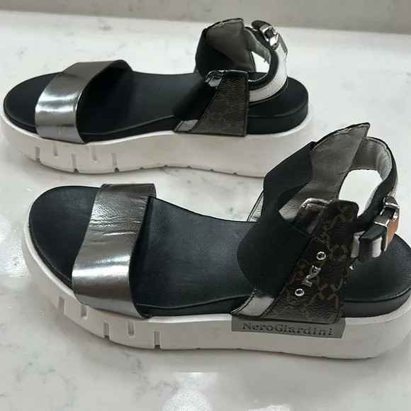 NERO GIARDINI platform sandal Italian made size 38 or US 8 - Picture 5 of 12